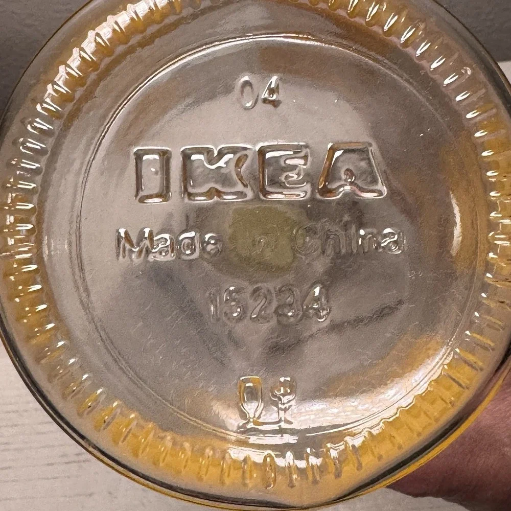 IKEA Sommar Bottle With Stopper Top Clear Glass Yellow Shamrock‎ Pattern 1 L New